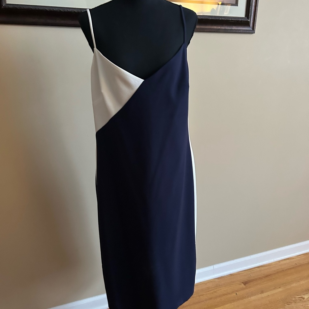 Vince Camuto Asymmetrical Navy and White Dress